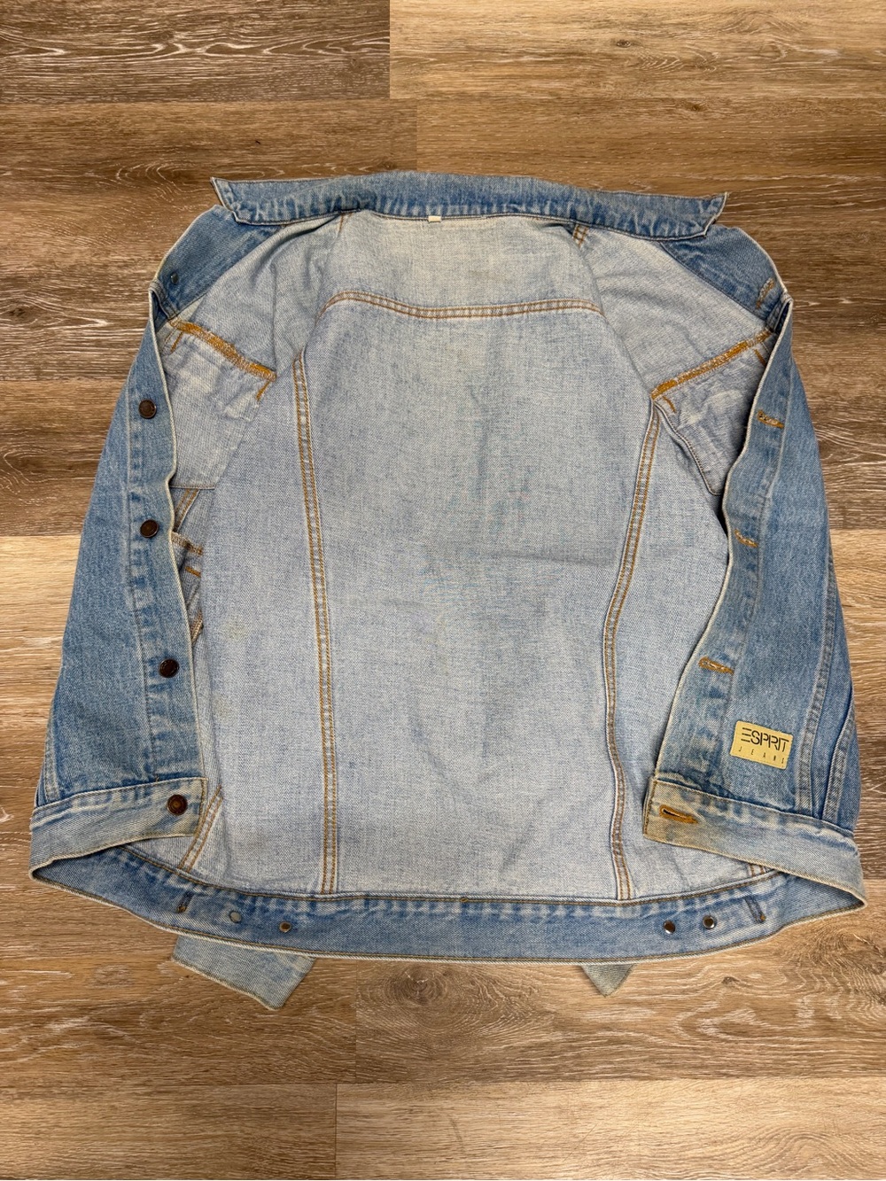 Esprit Vintage 80s/90s Blue Mens Size Medium Trucker Jean Jacket - Picture 5 of 16